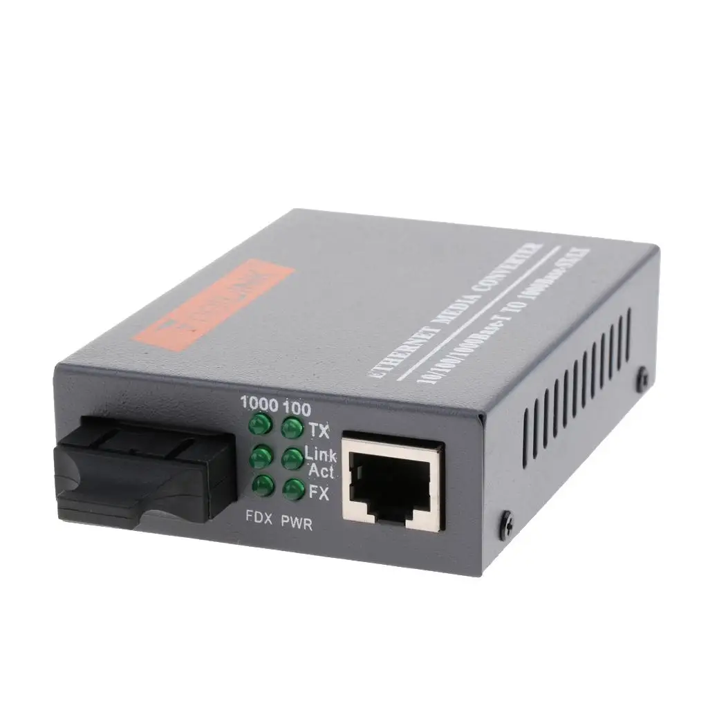 Gigabit Ethernet Media Converter Single Dual SC Fiber Optical External, Aluminium Alloy