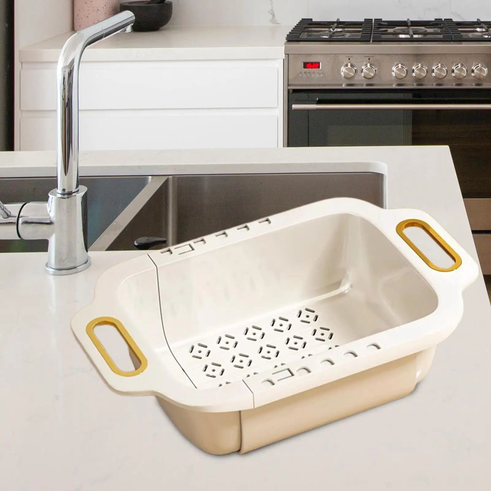 over The Sink Colander Strainer Basket Retractable Kitchen Sink Drain Basket