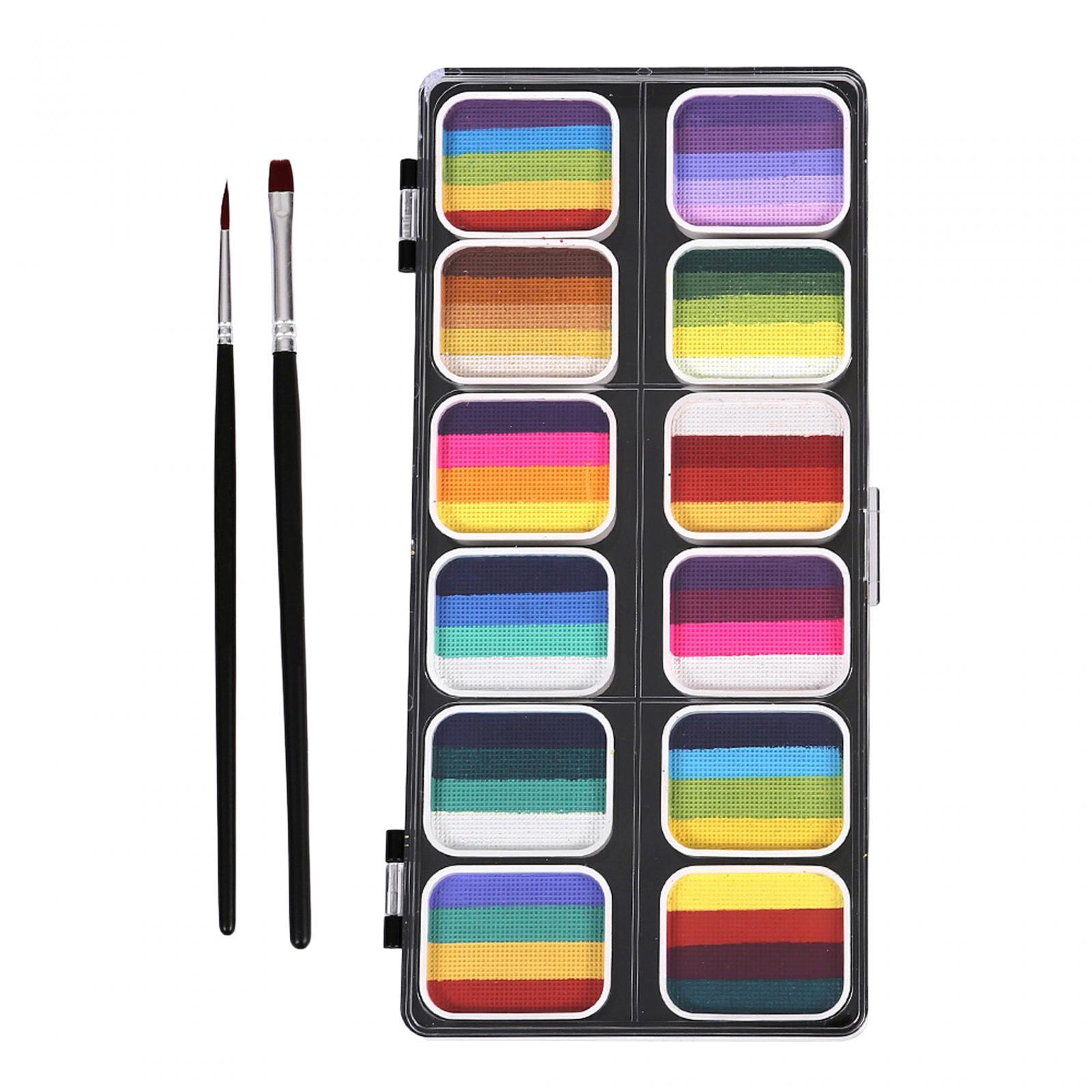 Face Paint Palette Makeup Kit 12 Water based Paints for Kid Adult Practical Professional Face Painting Set Washable