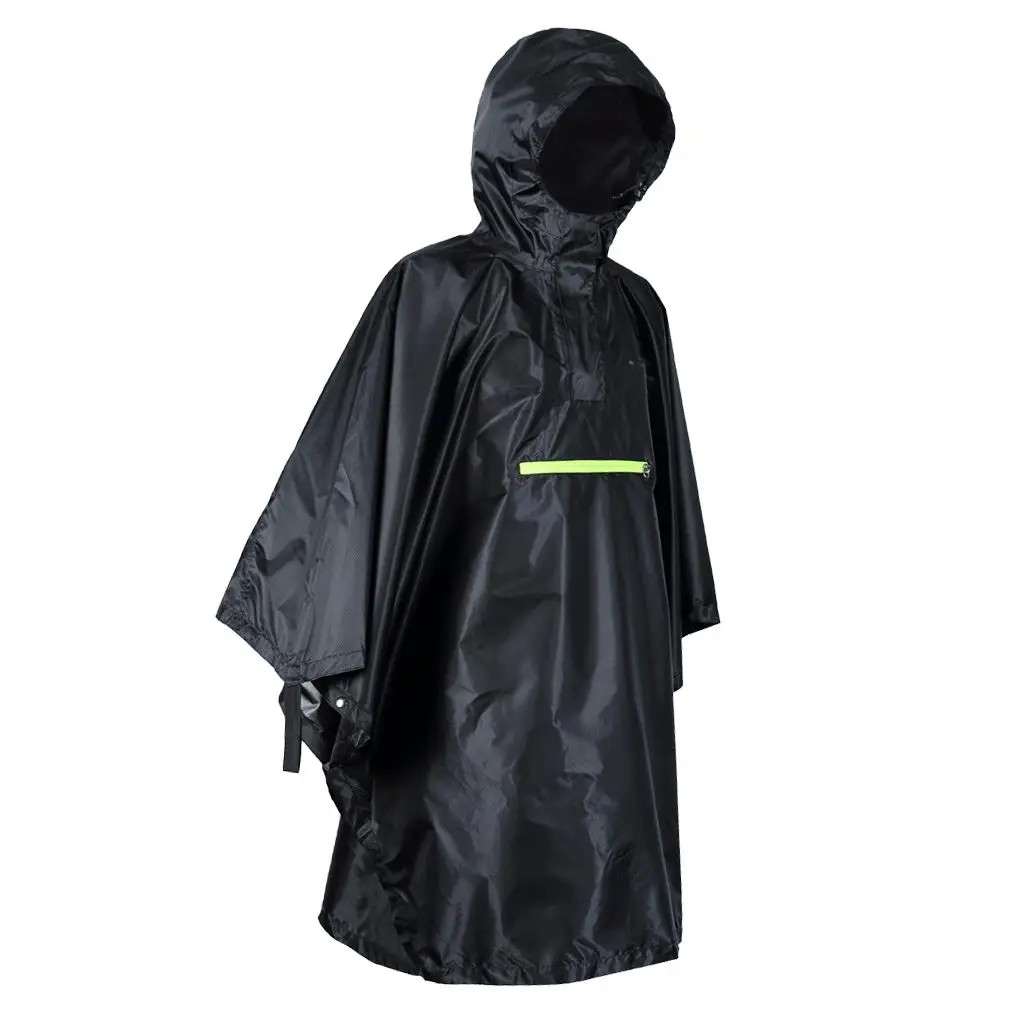 Waterproof Poncho Cycling Outdoor Reflective Strip Hooded 