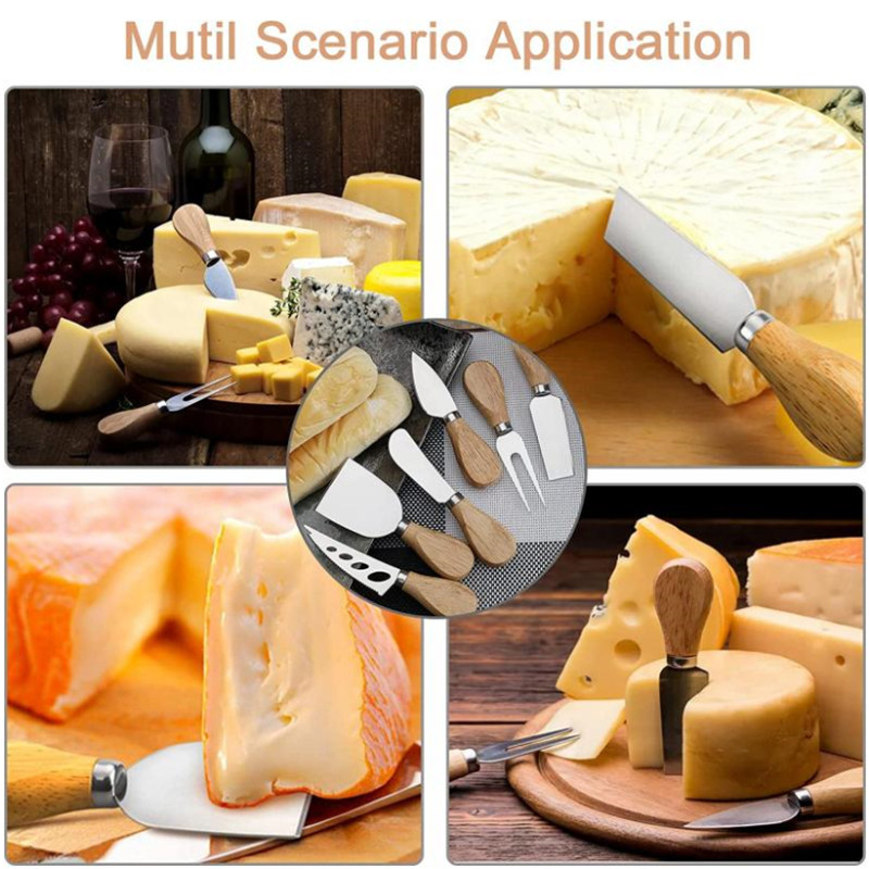 Description Picture 6 of item1Pcs Steel Stainless Cheese Knives with Bamboo Wood Handle Cheese Slicer Cheese Cutter Kitchen Baking Tool