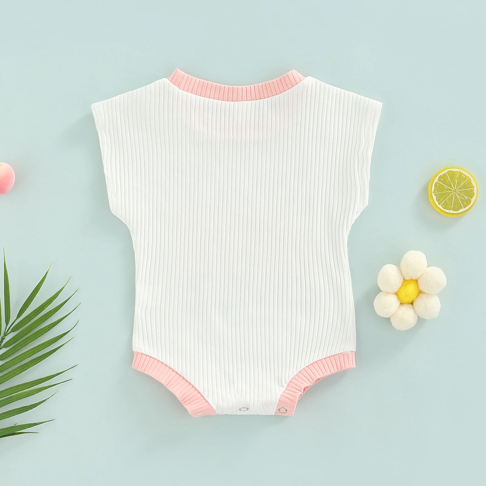 2022 0-18M Summer Infant Romper Baby Girls Leisure Style Creative Colorful Letter Flower Print Sleeveless Round Collar Jumpsuit Baby Bodysuits cheap