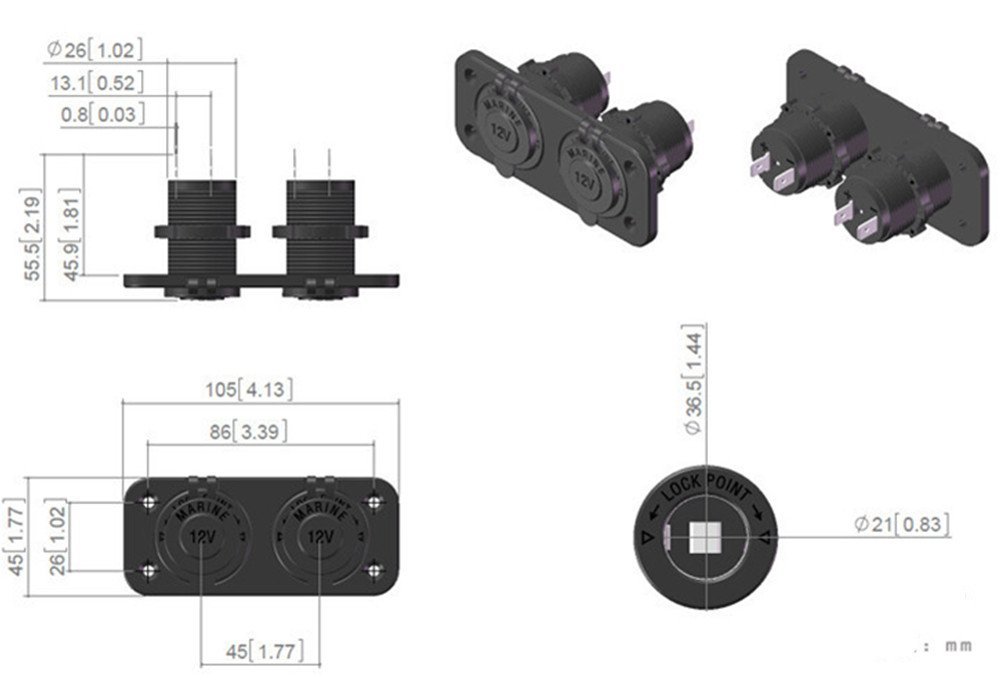 Waterproof Dual Motorcycle  Lighter Socket Power Outlet 12V-24V