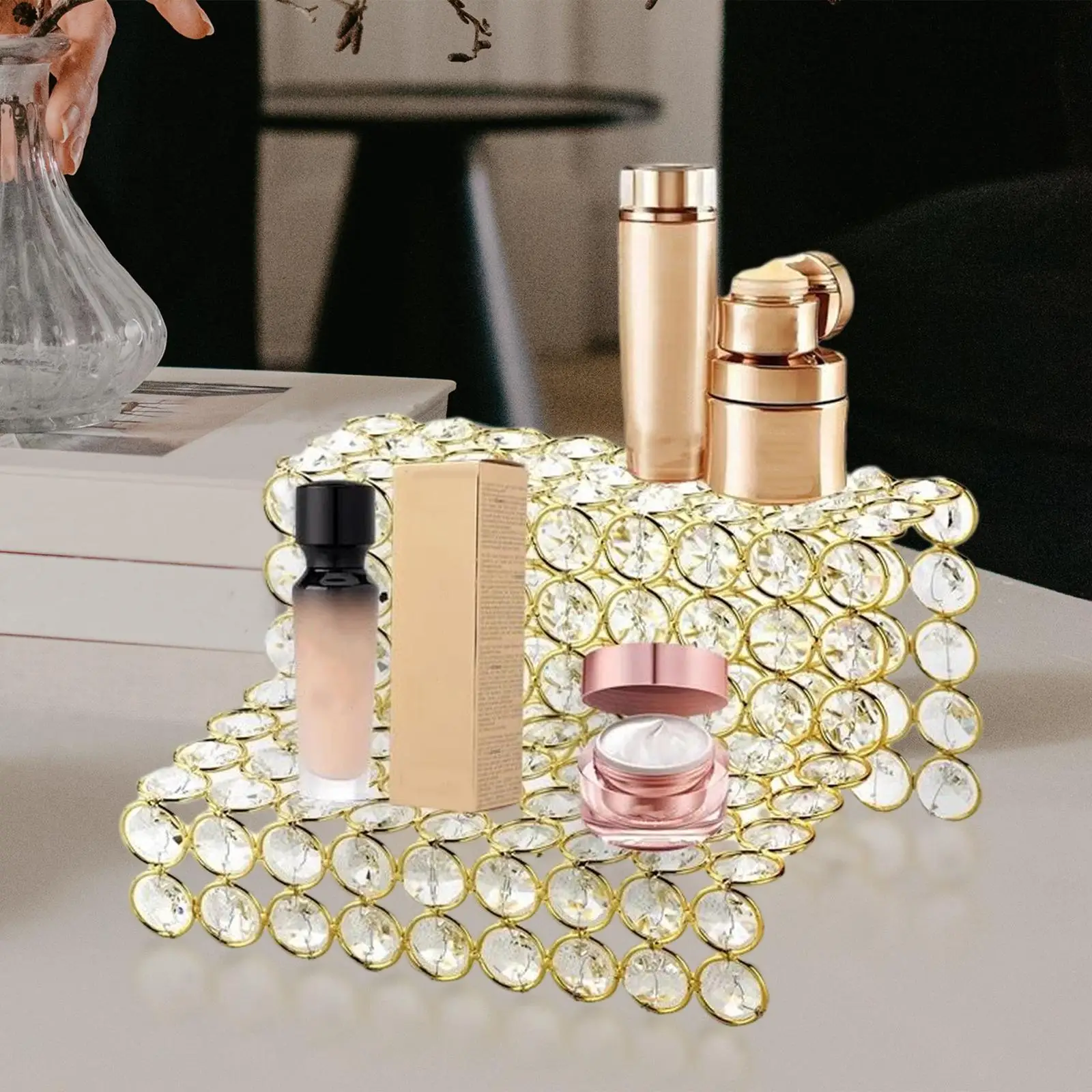 Light Luxury Display Stand Jewelry Rings Creative Rack Cosmetics Shiny Display Shelf for Hotel Desktop Wedding Dresser Counter