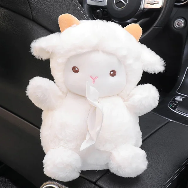 Kawaii Auto Taschentuch Box Plüsch Puppe Schweinchen Schaf