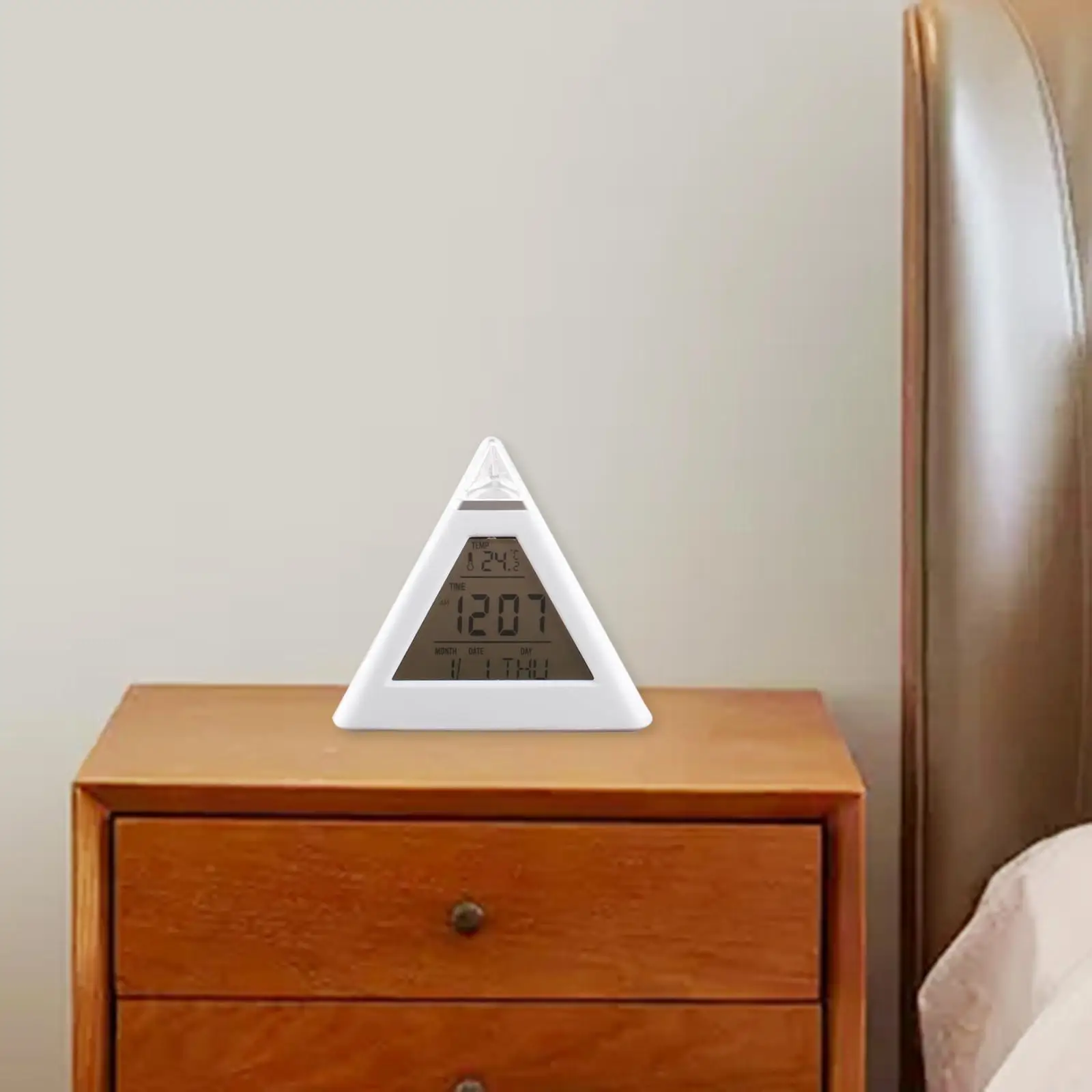 LED Triangle  Snooze Function Night Light Changing  Desk Clock for  Gifts Home Adults Kids