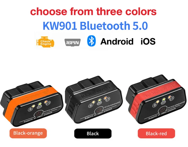 KONNWEI KW901 ELM327 V1.5 KWP2000 SAE J1850 Bluetooth 