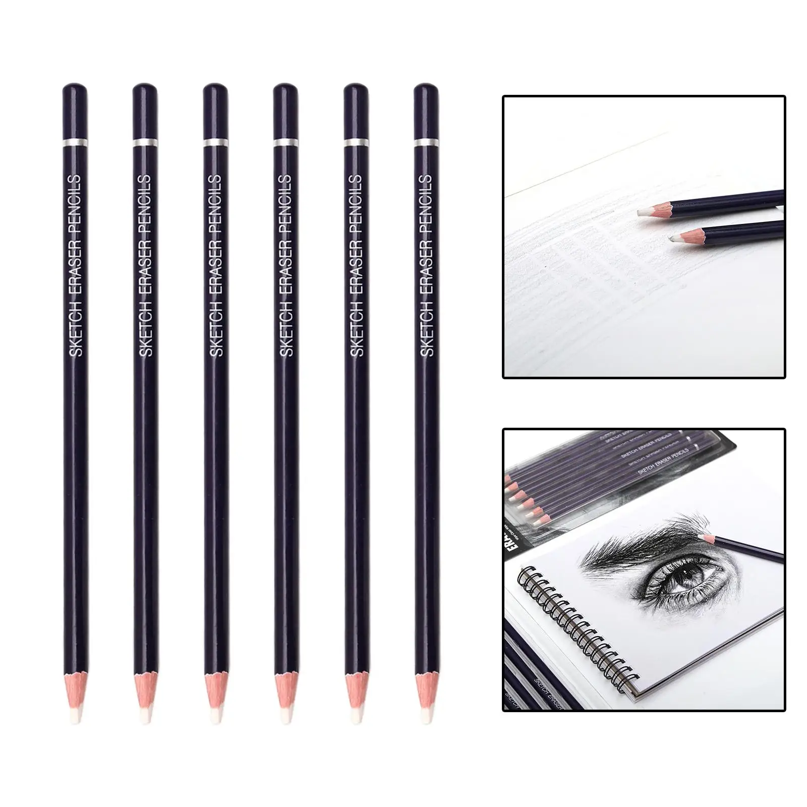 6 Eraser Pencil Erasing Pen High-Gloss Soft for Drawing Correction