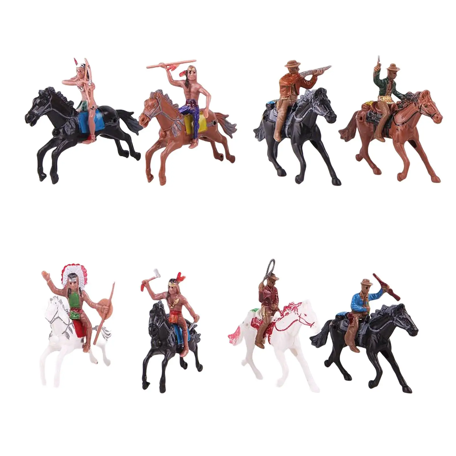 Pack of 8 Western Cowboy Figures Playset for Boys Home Decoration