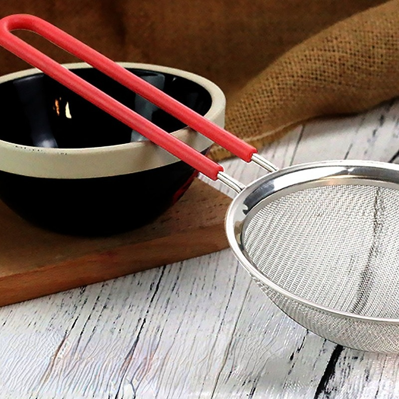 Stainless Steel 2 Layer 30 Fine Mesh Strainer Kitchen Flour Handheld Screen Mesh Flour Sieve (3Pcs)