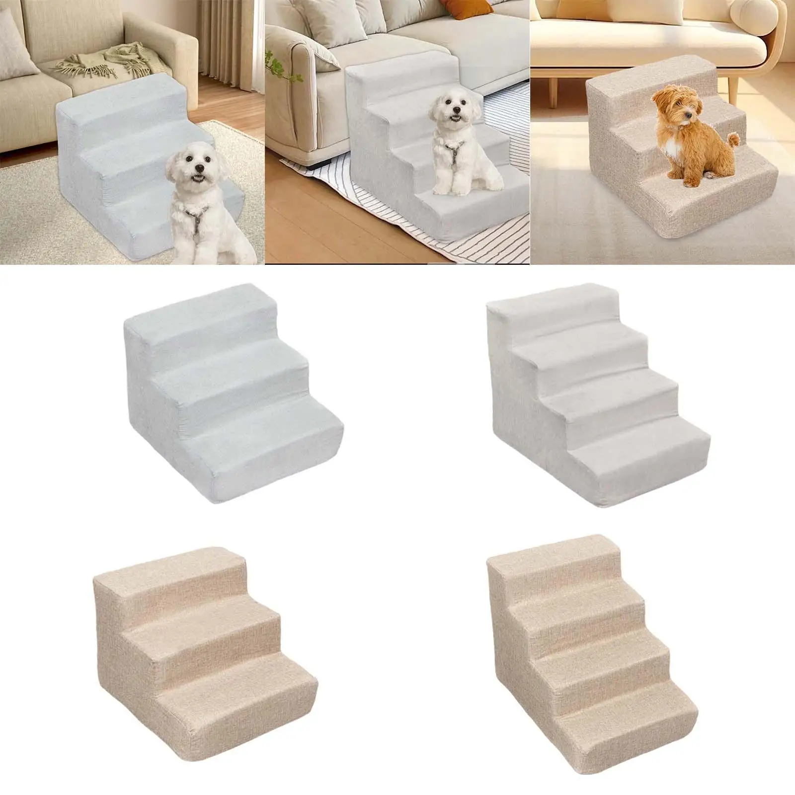 Dog Stairs Portable Gentle Slope Shape Sturdy Stable Convenient for Bed Couch Sofa Chair Removable Cover Versatile Non Slip