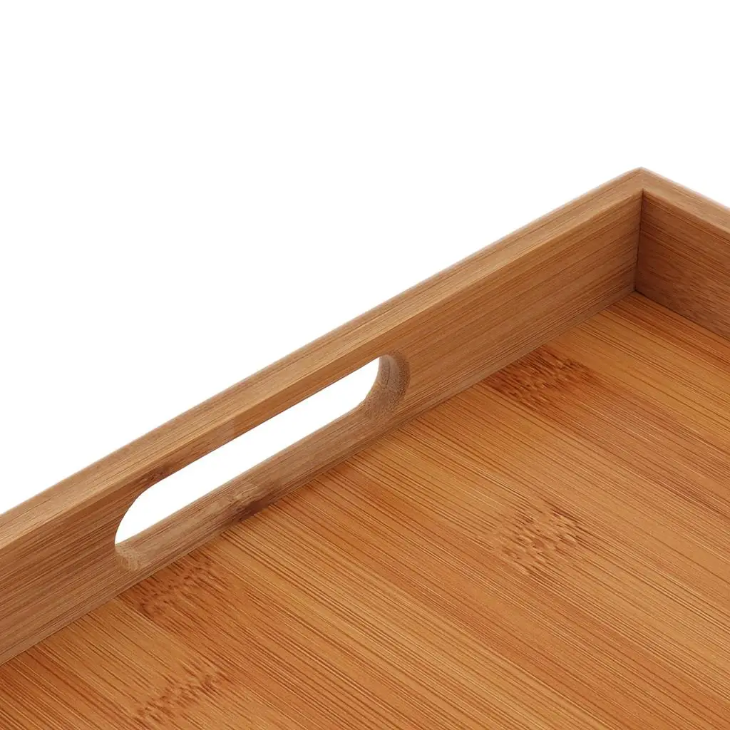 More robust & lighter bamboo serving tray made of wood with handles