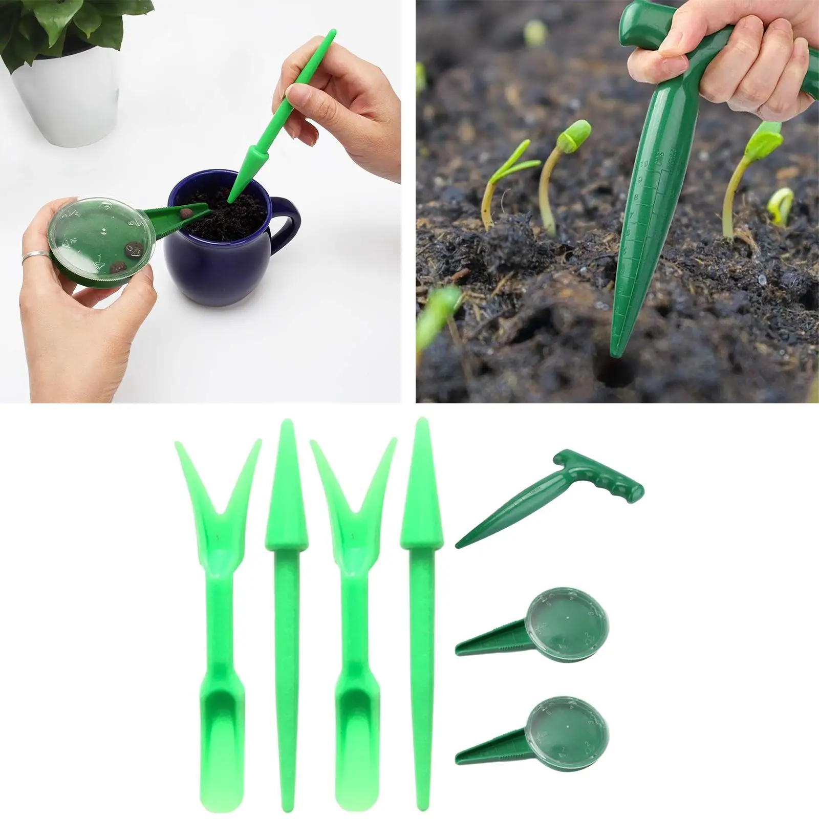 7x Seeding Tool Set Supplies Handheld Seed Planter Tool for Outdoor Planting Vegetables Indoor Garden Plant Pot Tool Sets Farm