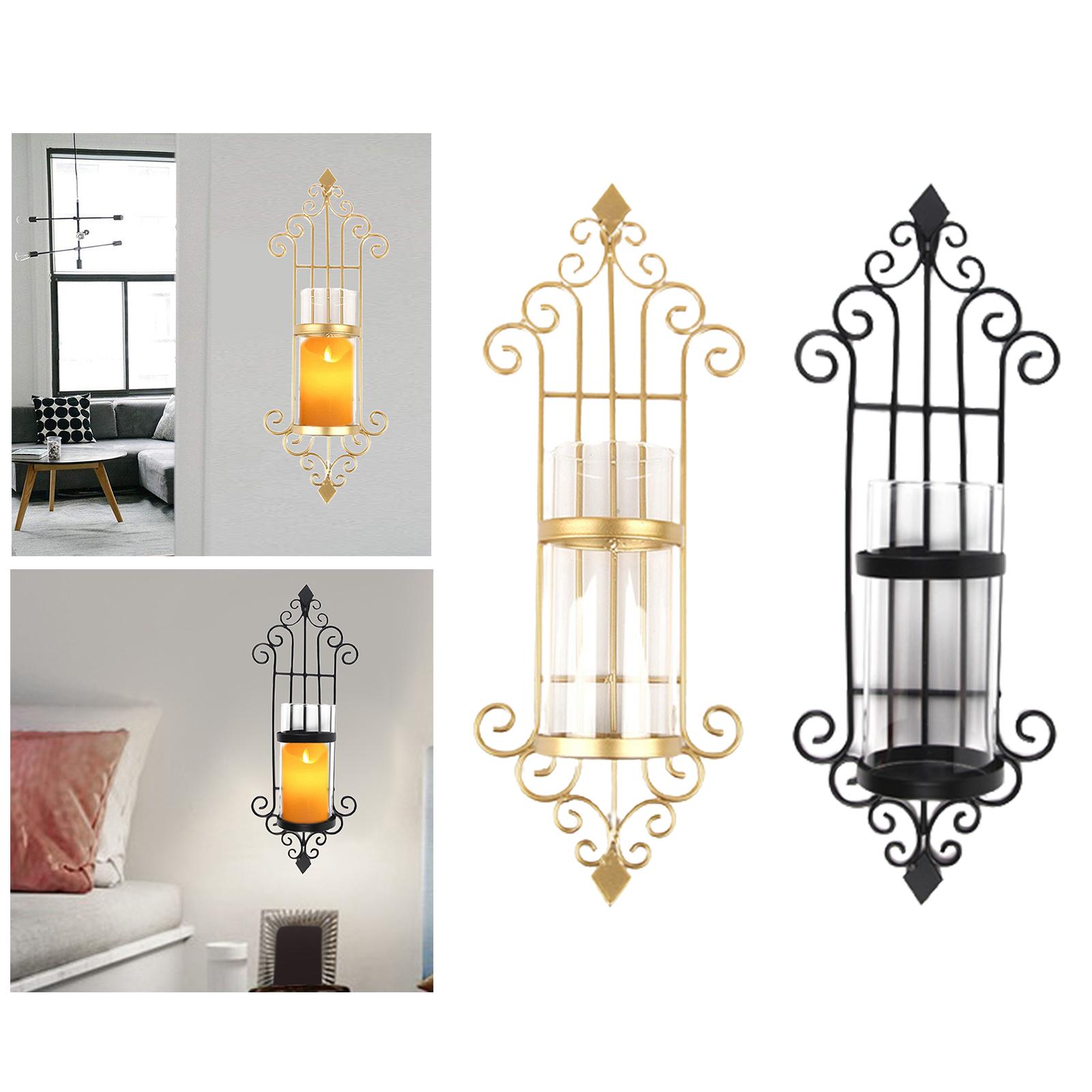 2 Pcs Wall Sconce Candle Holder, European Style Metal Wall Art Decorations for Living Room, Bathroom, Dining Room