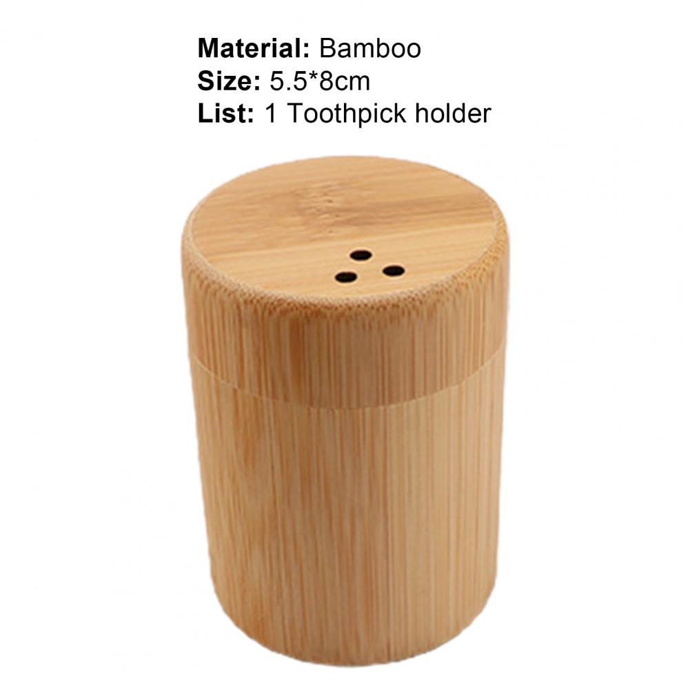 Description Picture 6 of itemToothpick Storage Box Portable Dustproof Bamboo Large Capacity Round Tooth Pick Holder Dispenser for Hotel Kitchen Accessories