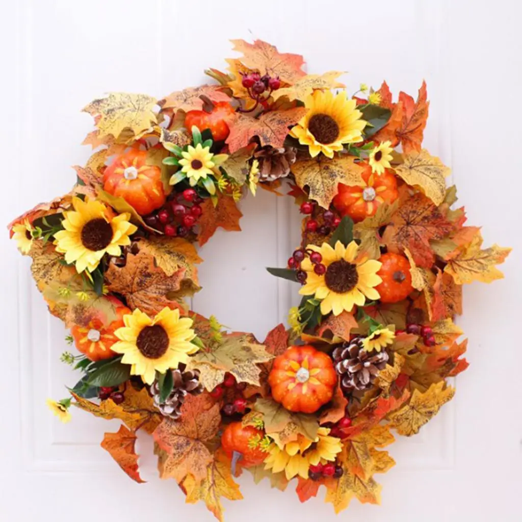 Fall  Pumpkin Wreath Christmas Artificial Wreath Front ation  Decorative Garland