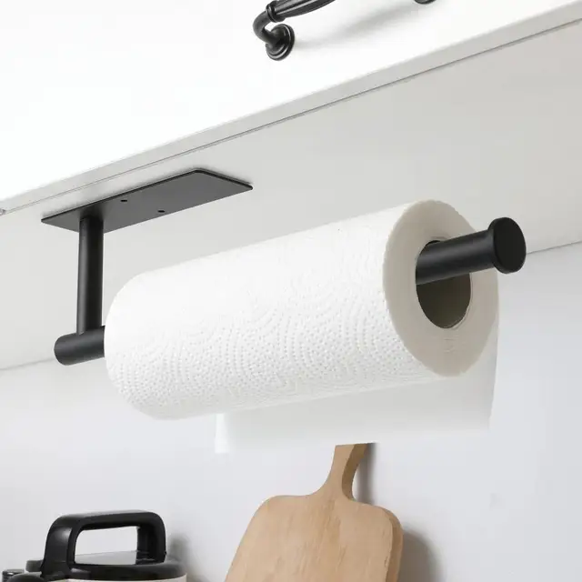  YIGII Soporte para toallas de papel + barra de toalla de papel  para cocina debajo del gabinete, acero inoxidable autoadhesivo : Hogar y  Cocina
