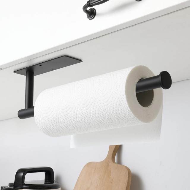  YIGII Soporte para toallas de papel + barra de toalla de papel  para cocina debajo del gabinete, acero inoxidable autoadhesivo : Hogar y  Cocina