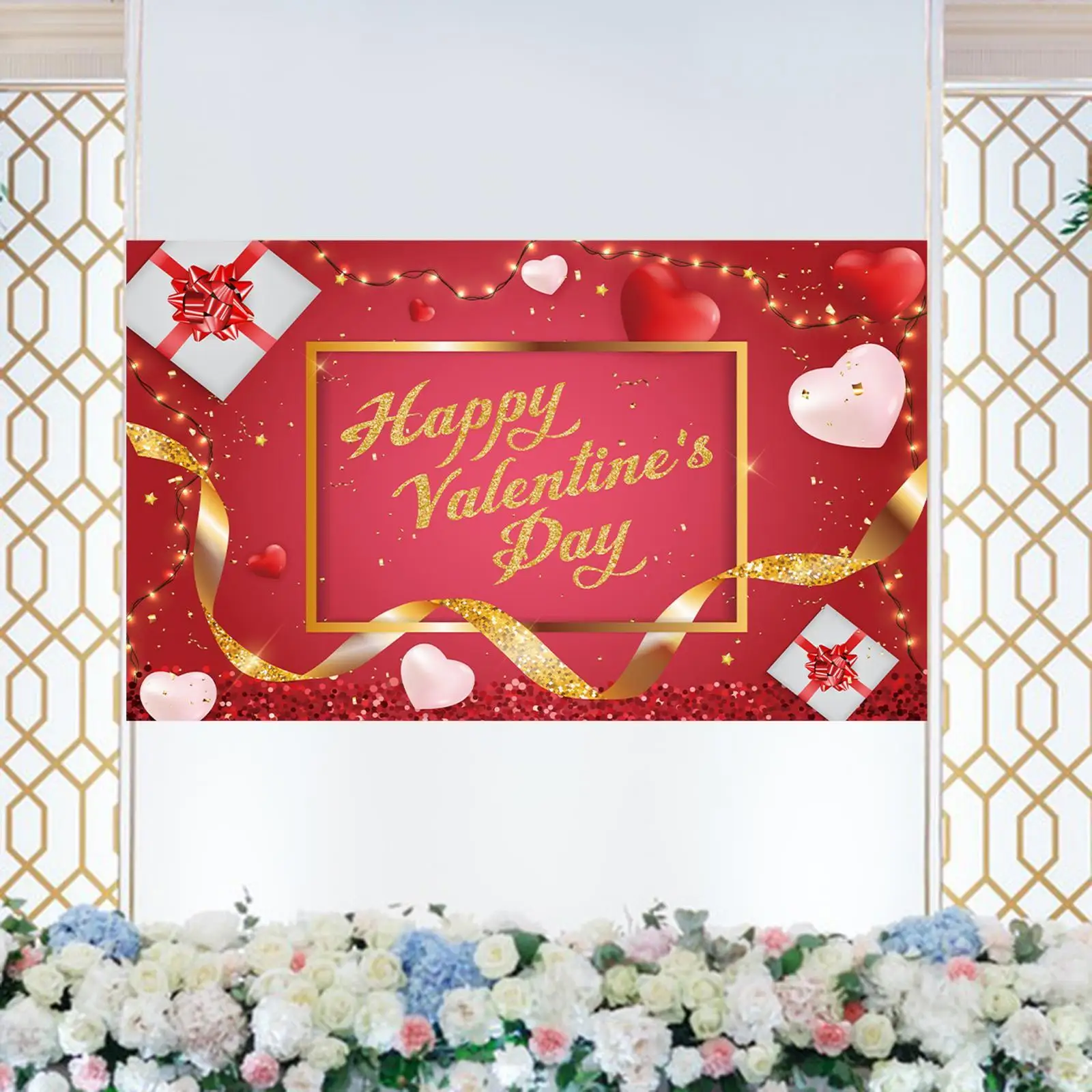 Valentine`s Day Backdrop Banner Photo Props DIY Valentines Day Decor for Wedding Bridal Engagement Wall Party Supplies Birthday