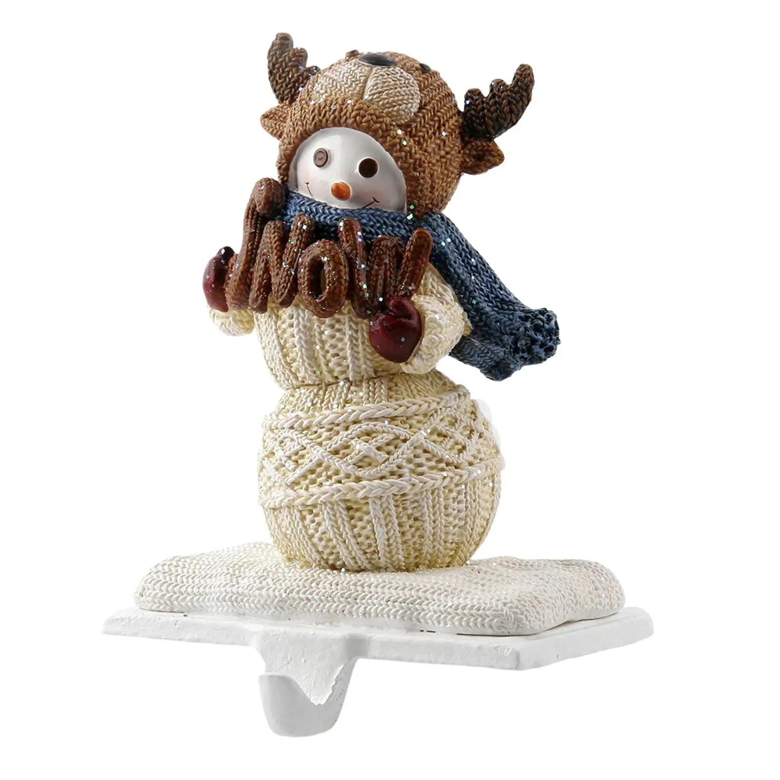 Christmas Snowman Sock Hook Traditional Christmas Decoration Chic Gift Art Sculpture Stocking Holder Rack for Living Room Xmas