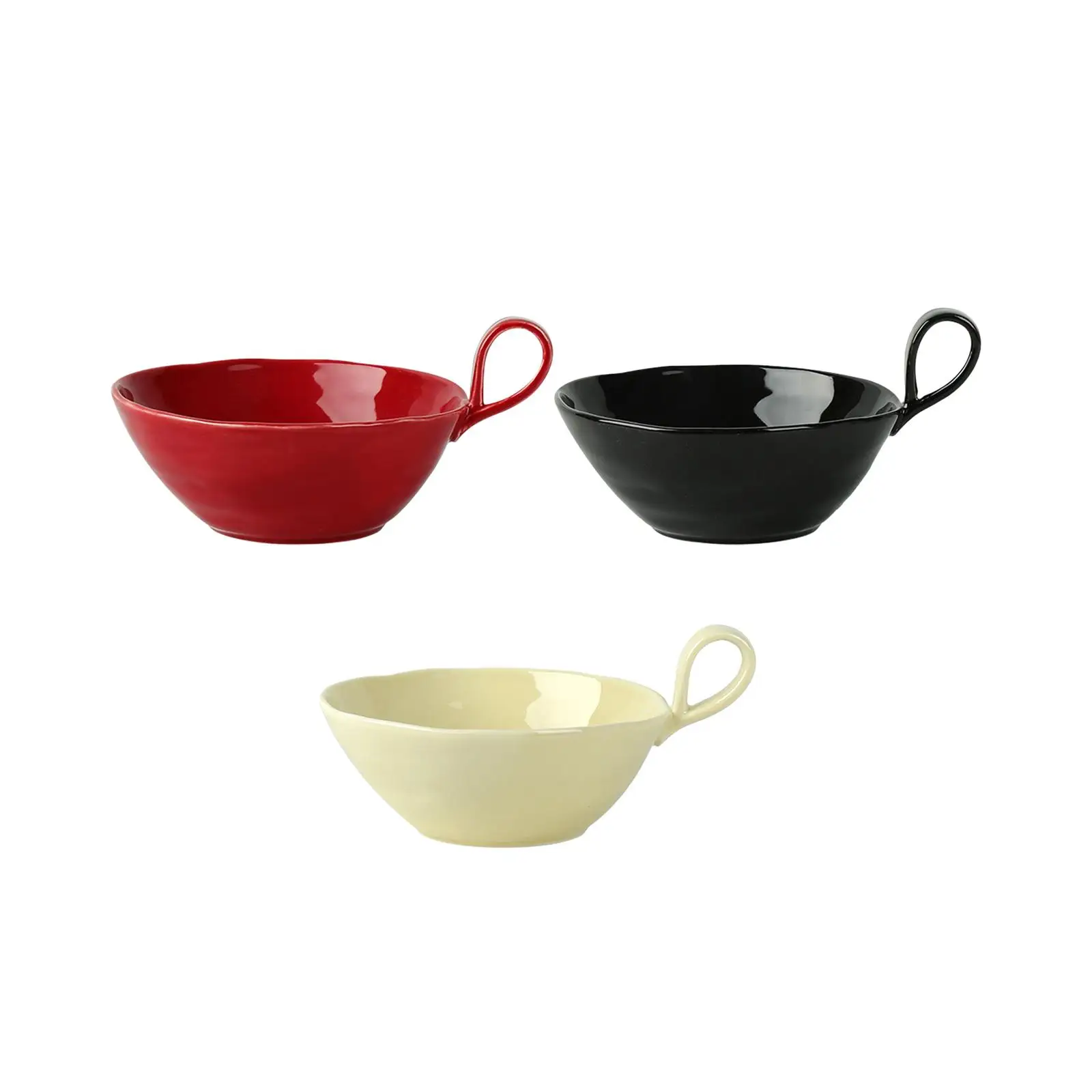 Ceramic Mixing Bowl with Handle Porcelain Kitchen Utensils Baking Accessory Dessert Bowl for Kitchen Dessert Baking Soup Cooking