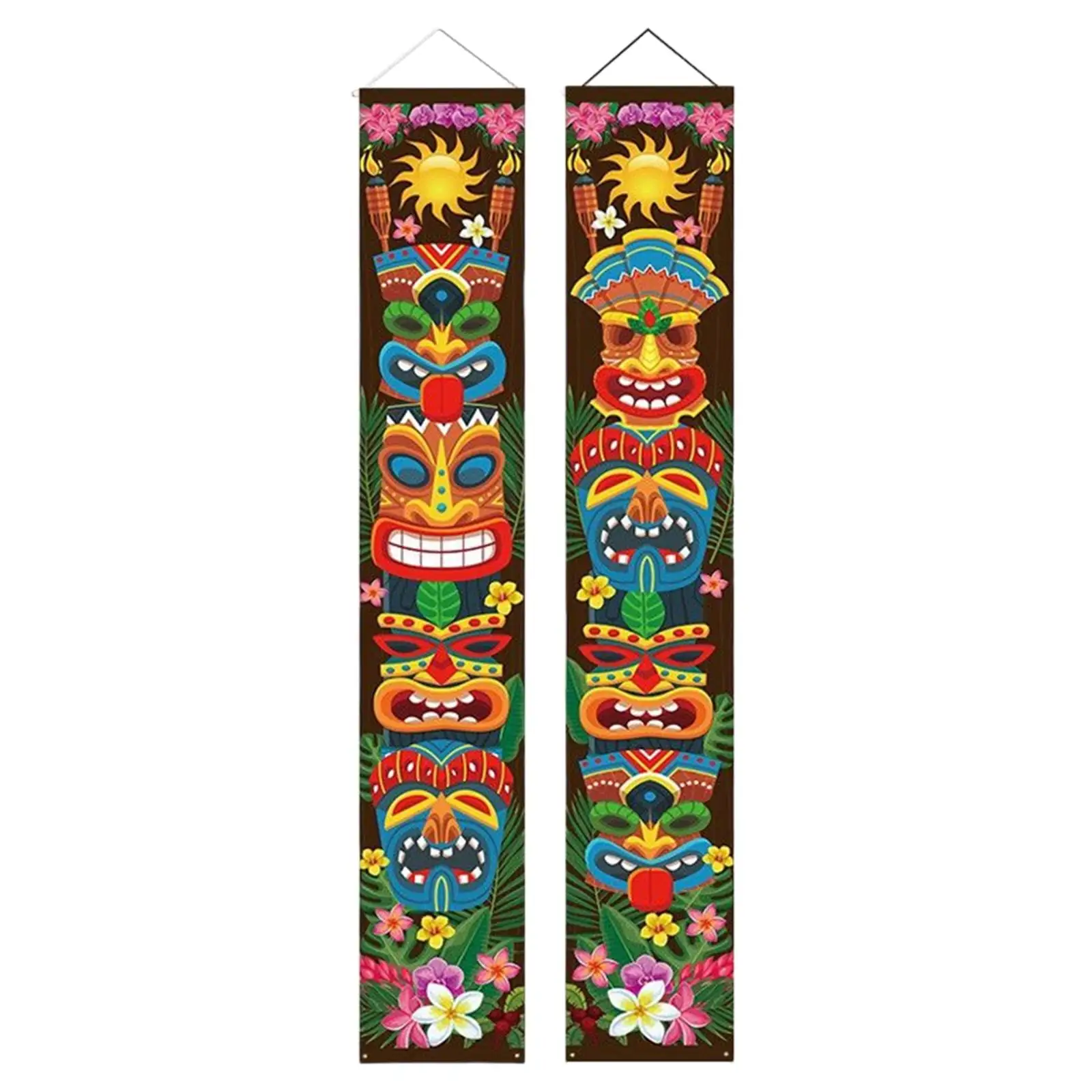 1Pair Banner Porch Sign for Hawaiian Luau Jungle Background 