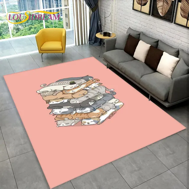 Comprar Alfombra grande con dibujos de gatos en 3D, alfombra para sala de  estar, dormitorio, sofá, felpudo, decoración de cocina, alfombra  antideslizante para niños