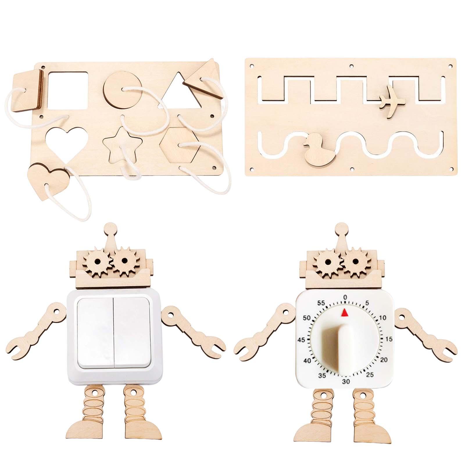 Kids Busy Board DIY Accessories Unpainted Motor Skill Activity Center Board for Plane Travel Toys Children Preschool Kids