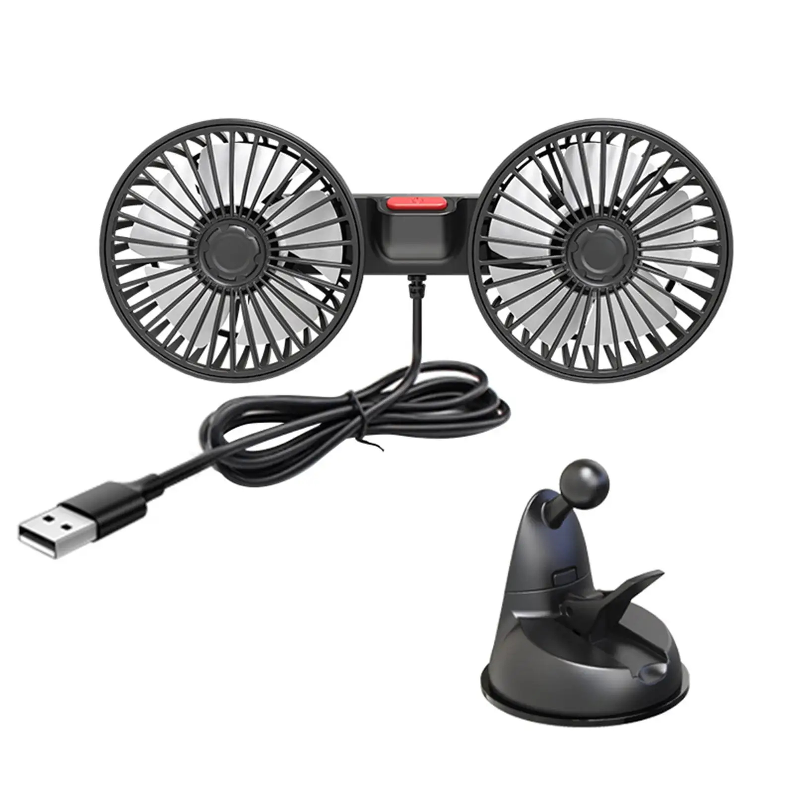 Car Cooling Fan Low Noise Desk Fan Mounted Wind Regulation 3 Speeds 5V 10W Air Cooler for RV Dashboard Office Home Sedan