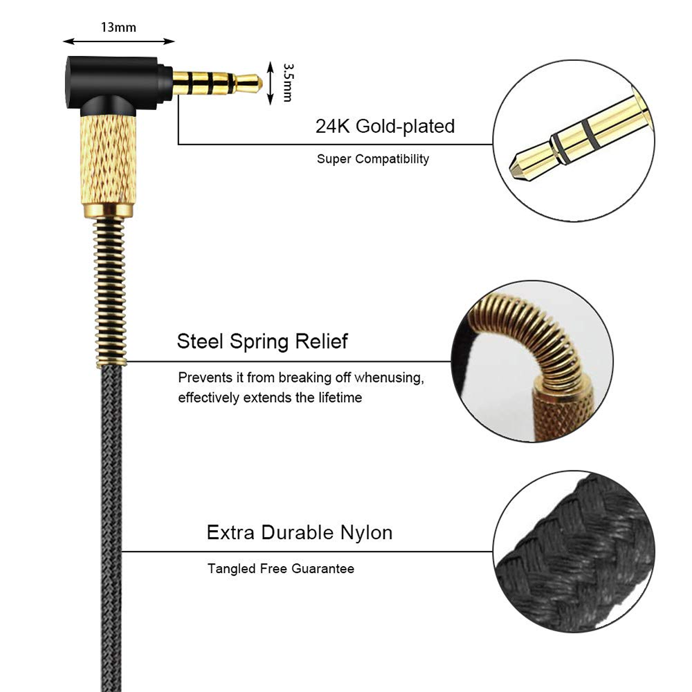 OFC Replacement Aux 3.5mm Nylon Braided Cable Extension Cord For Philips SHP9000 SHP8900 SHP895 SHP 9000 8900 895 Headphones