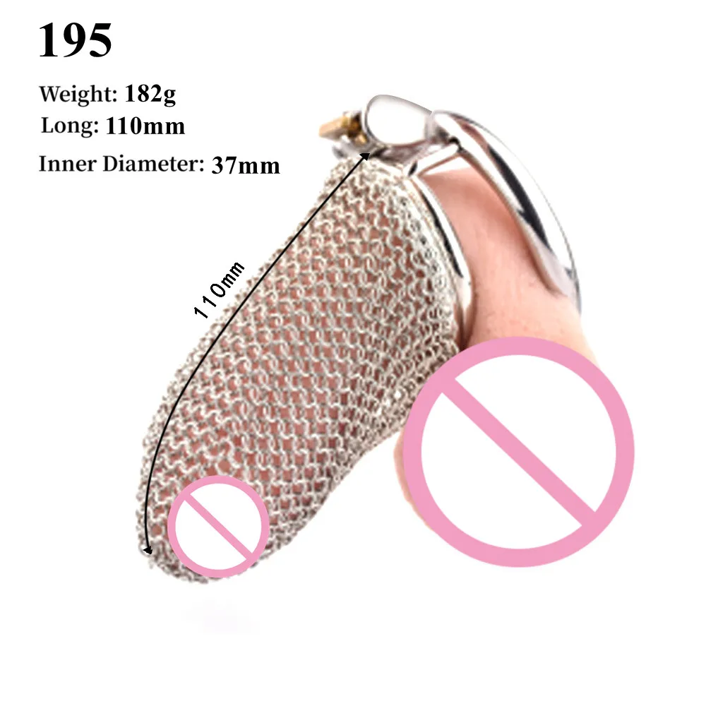 5 Size Stainless Steel Fishnet Chastity Cage Male Mesh Lock Ring Chastity  Device