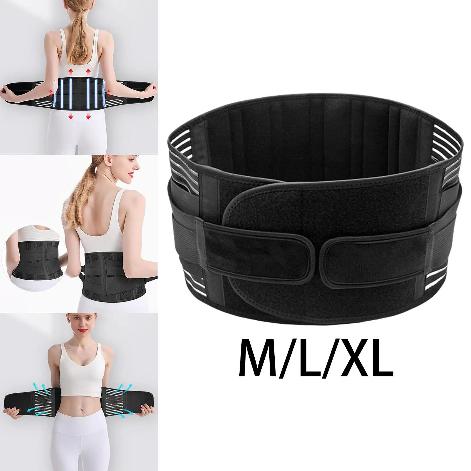 Breathable Waist Trainer Belt Wasit Brace for Waist Pain Herniated Disc Mesh Elasticity Black