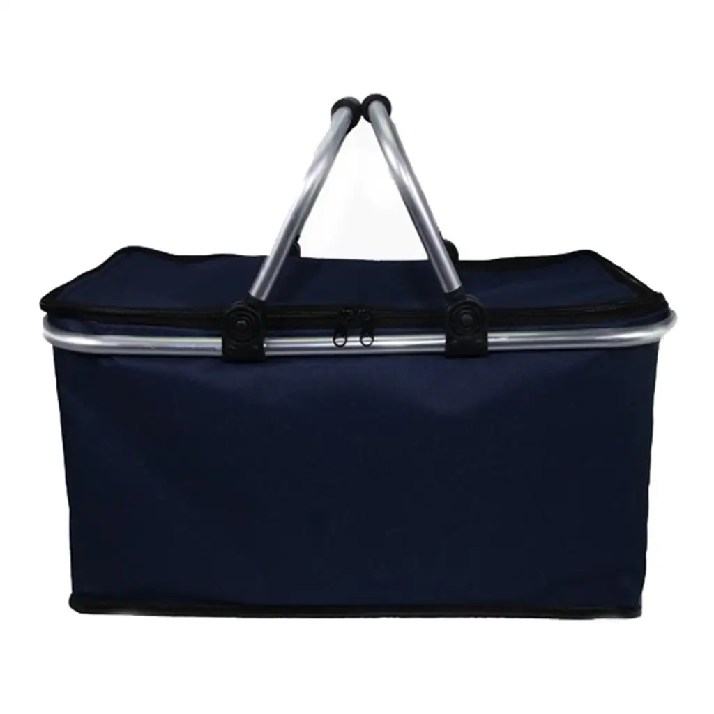 Foldable Picnic Basket Insulated Storage Shopping Basket, Great for Outdoor Camping Hiking Fishing Use