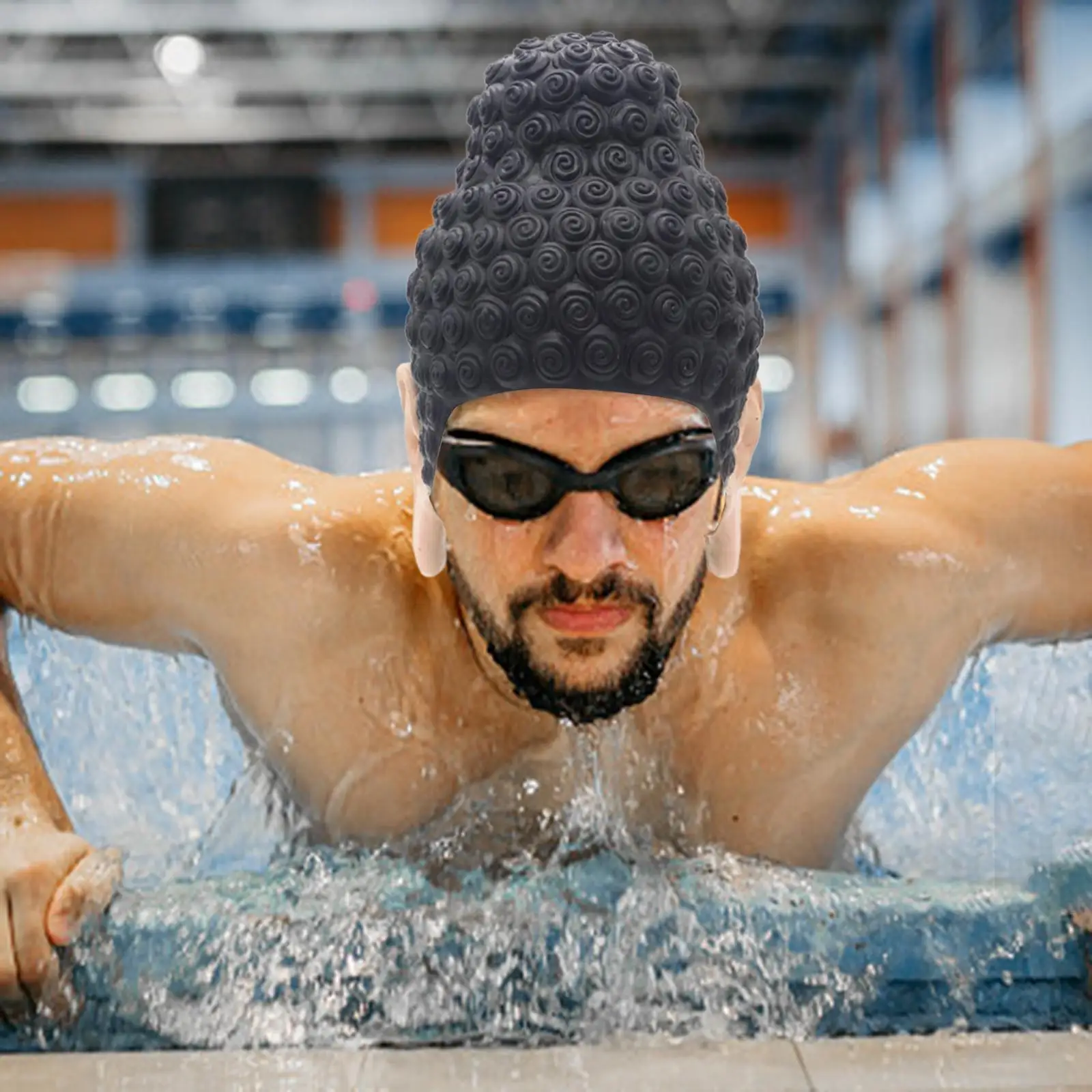 Latex Swim Caps Headgear Nonslip Swimming Caps for Adult Women Men Long Hair