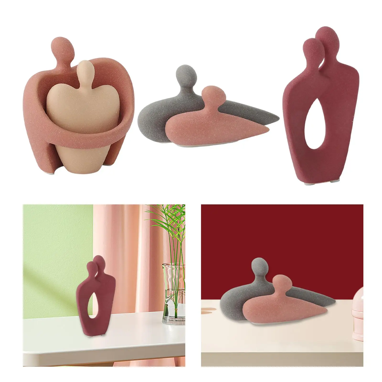 Couples Statue Sculpture Simple Decoration Desktop Meaningful Appearance Figurines for Bedside Valentine Day Present Home Office