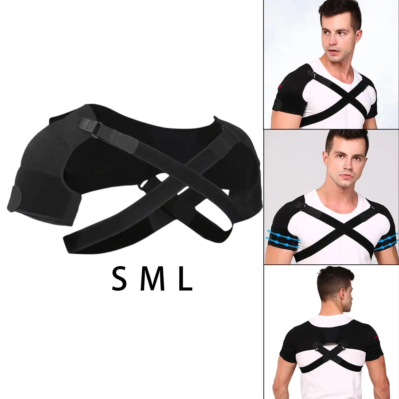 Double Shoulder Support Strap Adjustable   Shoulder Brace Wrap Belt Band Pad Back Support Protector