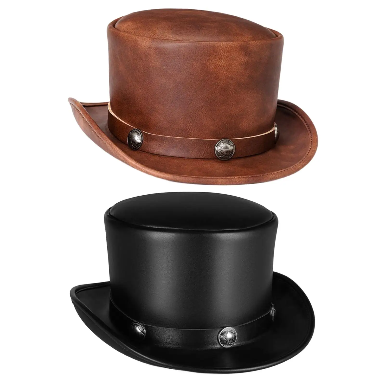 Unisex Magician Hat Leather  Dress up  for Halloween Men Costume