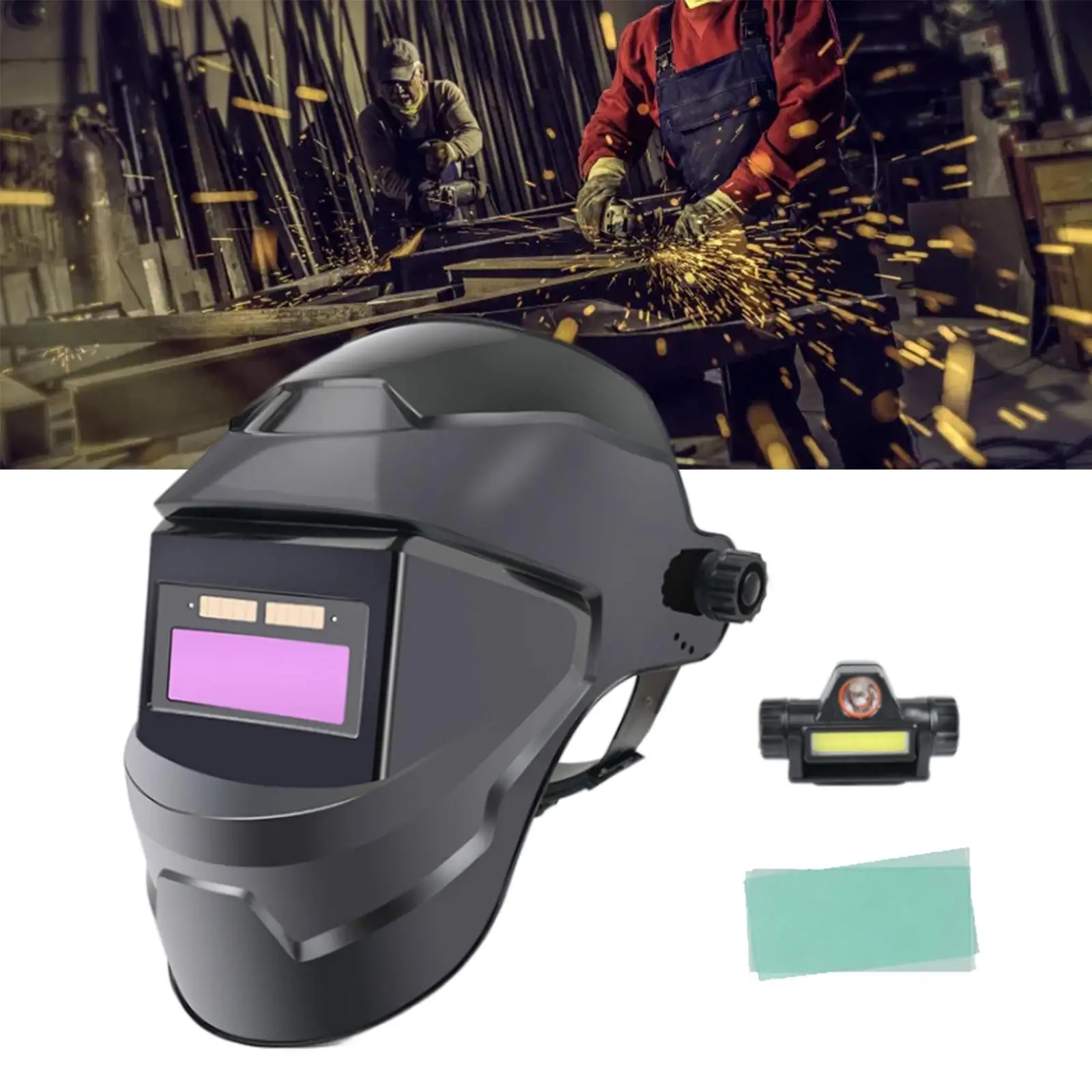 Solar Powered Welding Helmet Eyes and Face Protection Large Viewing Large Field of View Welding Face Cover Protective Gear