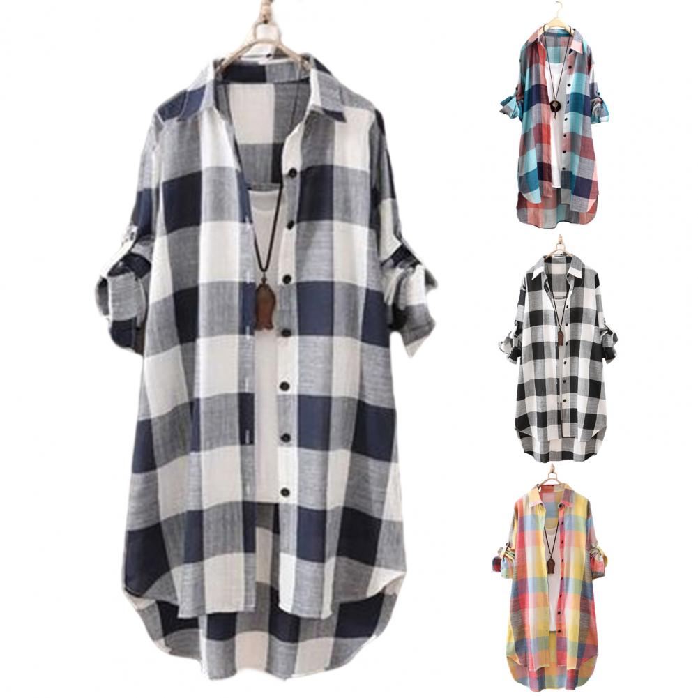 Title 11, Women Shirt Breathable Shirt Plaid Print Women