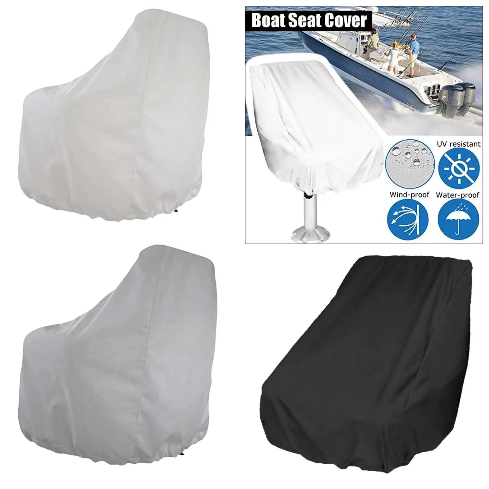 Oxford Fabric Boat Seat Cover, Foldable 210D Boat Seat Cover, Fits Most Pedestal Seats, 56x61x64cm