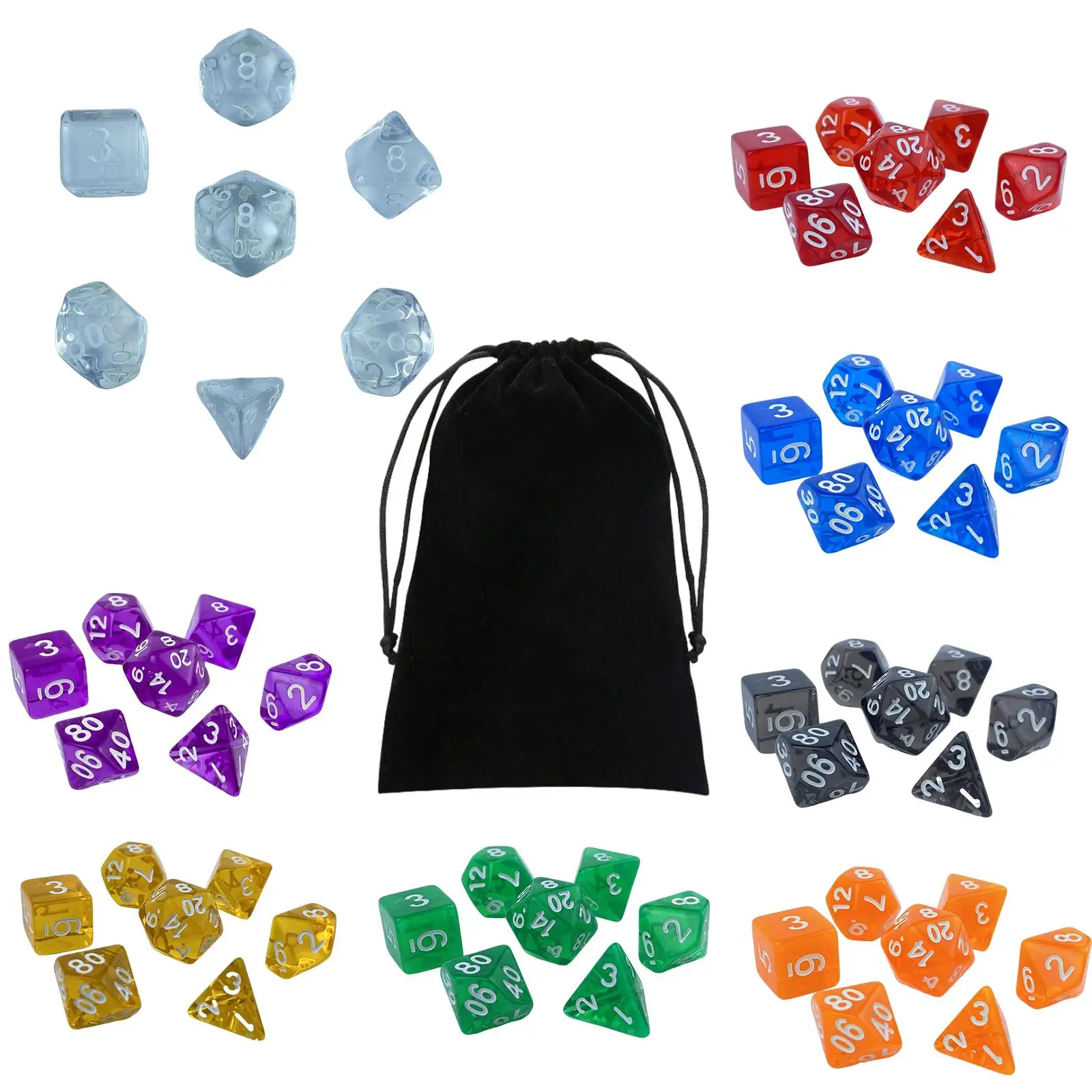 56Pcs Polyhedral Dice Game Dices for Role Play Party Favors Drinking Props
