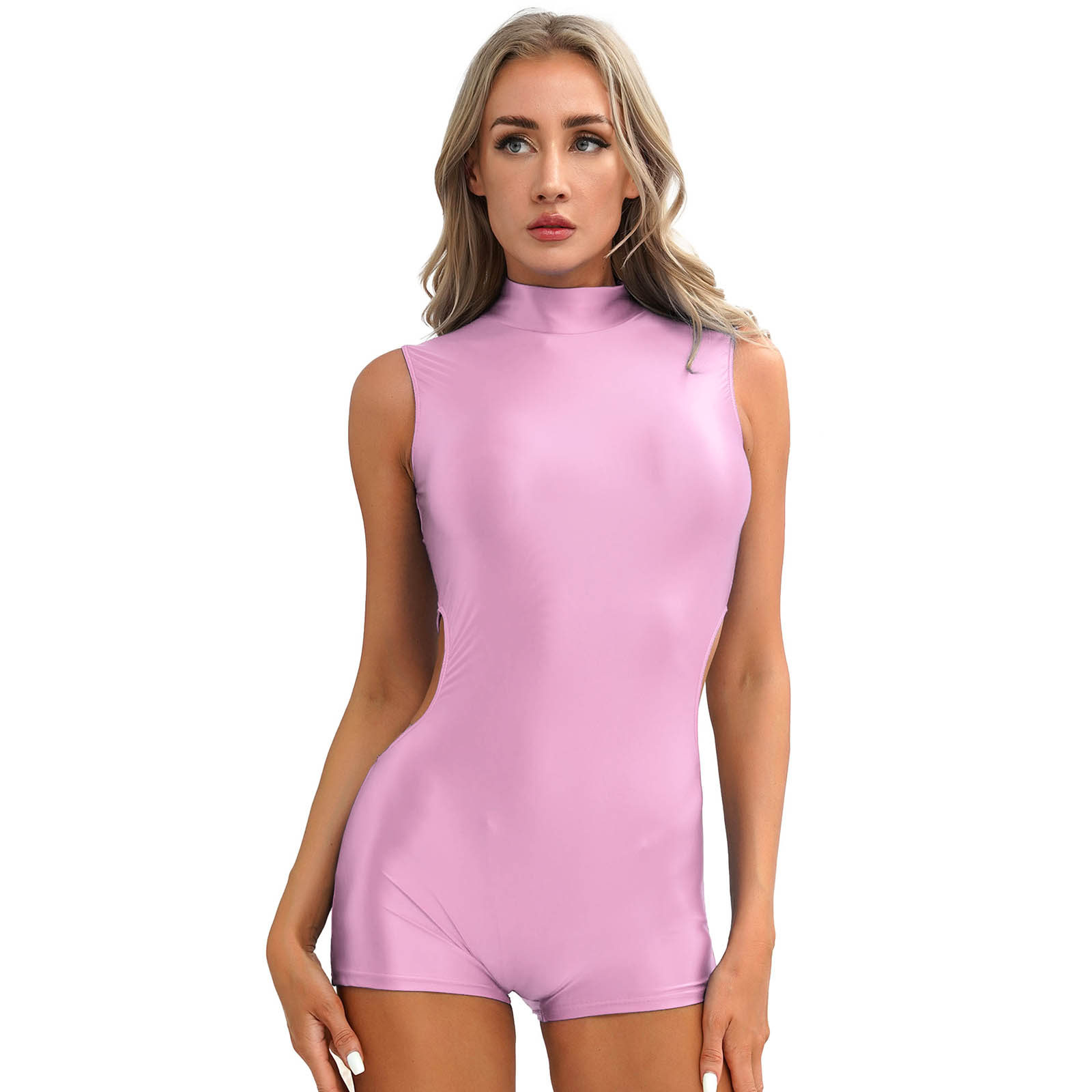 bodysuit apertado sem mangas, macacão slim fit,