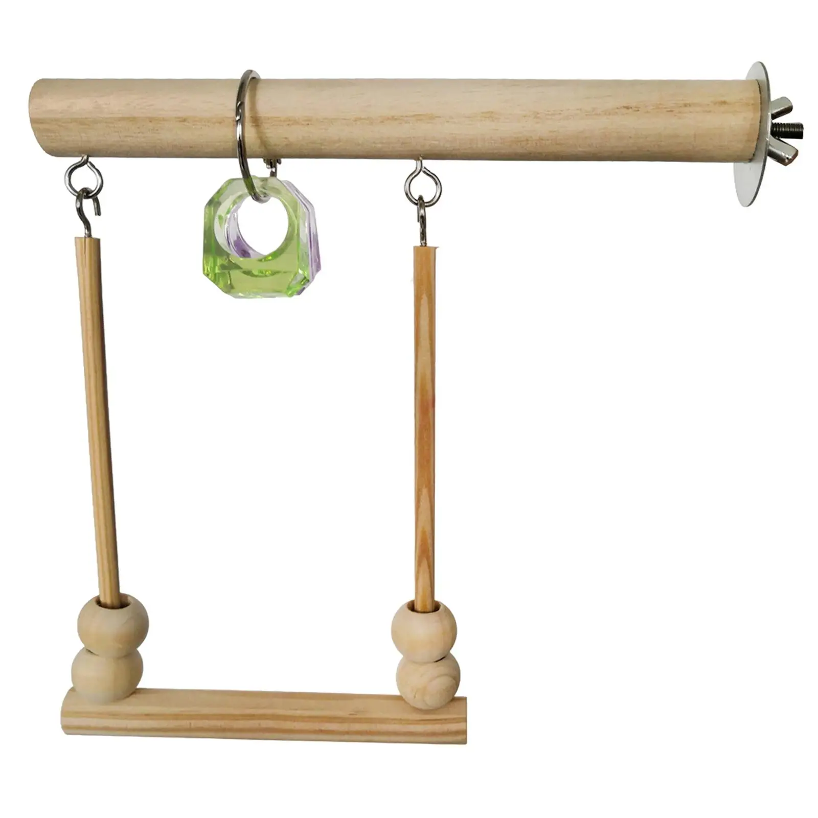 Parrot Wooden Stand Swing Cage Hanging with Chewing Bead Encourages Foot