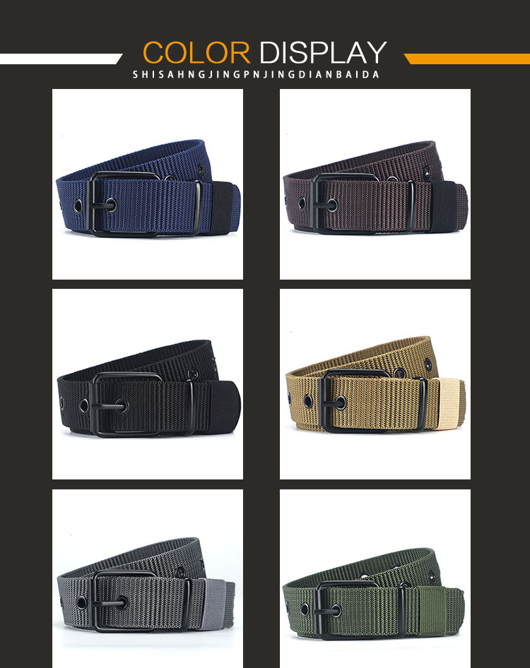 Title 3, Nylon Pin Buckle Men Belt Outdoor Jeans Solid C...