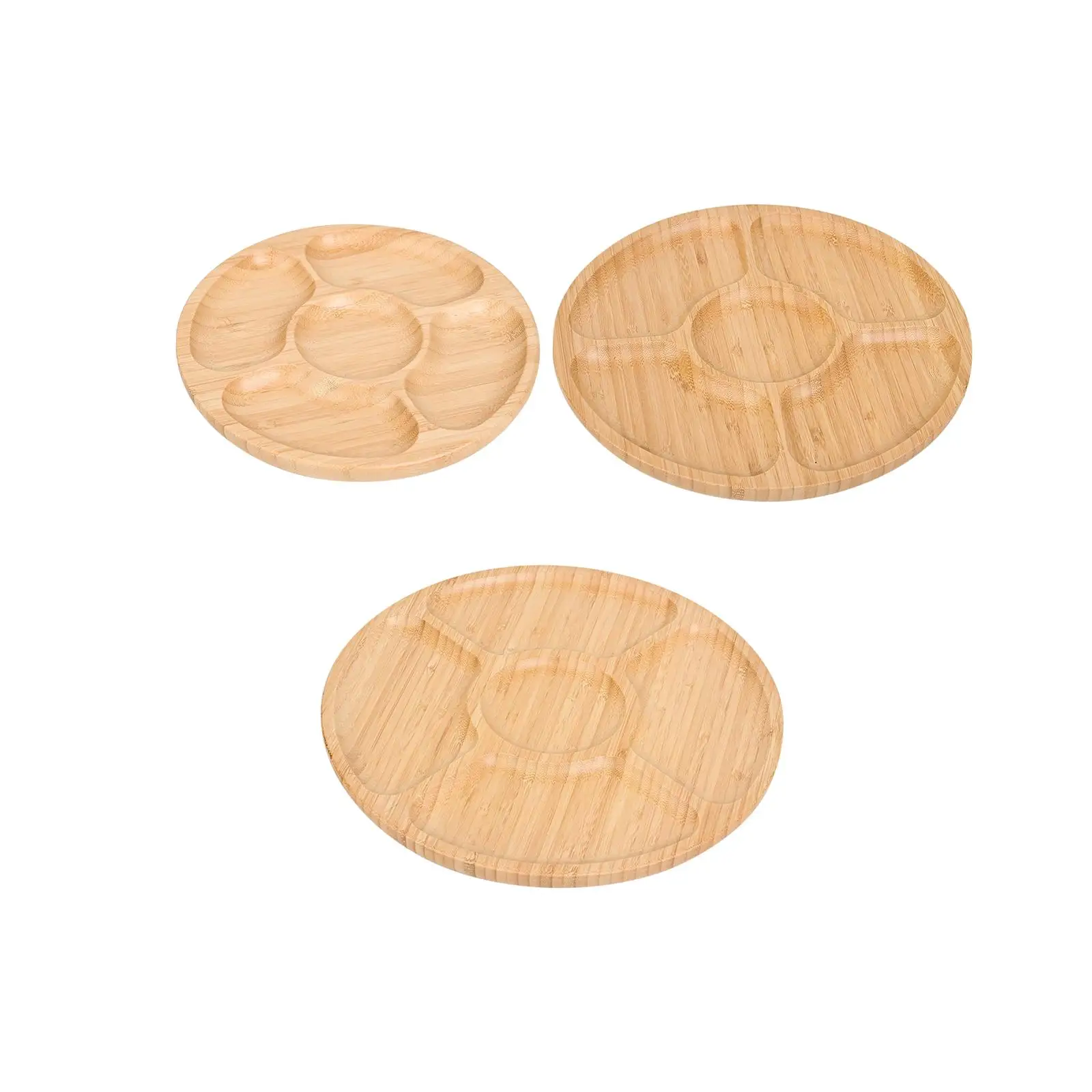 Wooden Tray Wooden Serving Tray 5 Section Wooden Tea Trays Decor Display Round Wood Tray for Candies Dinner Party Vegetable