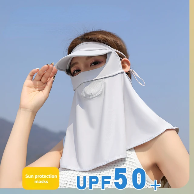 Neck Protection Sun Protection Mask Women's Sun Protection UV Breathable  Full Face Gini Mask Ice Silk Three-dimensional Veil - AliExpress