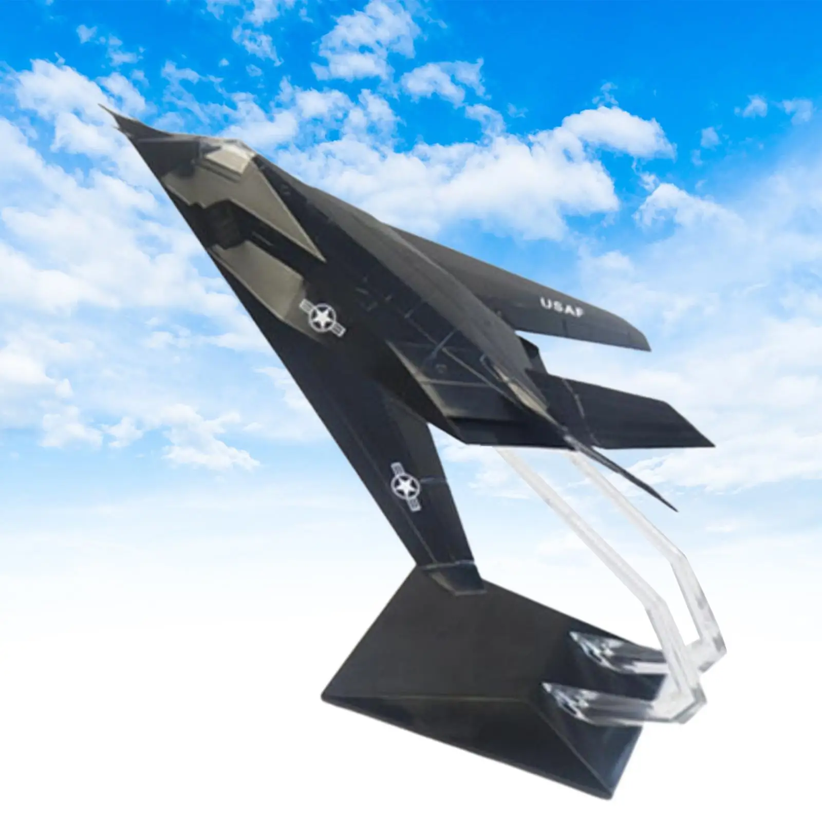 1:72 Scale F117 Aircraft Model Toy with Display Stand Ornament Simulation Plane Toy for Desktop Shelf Keepsake Decoration