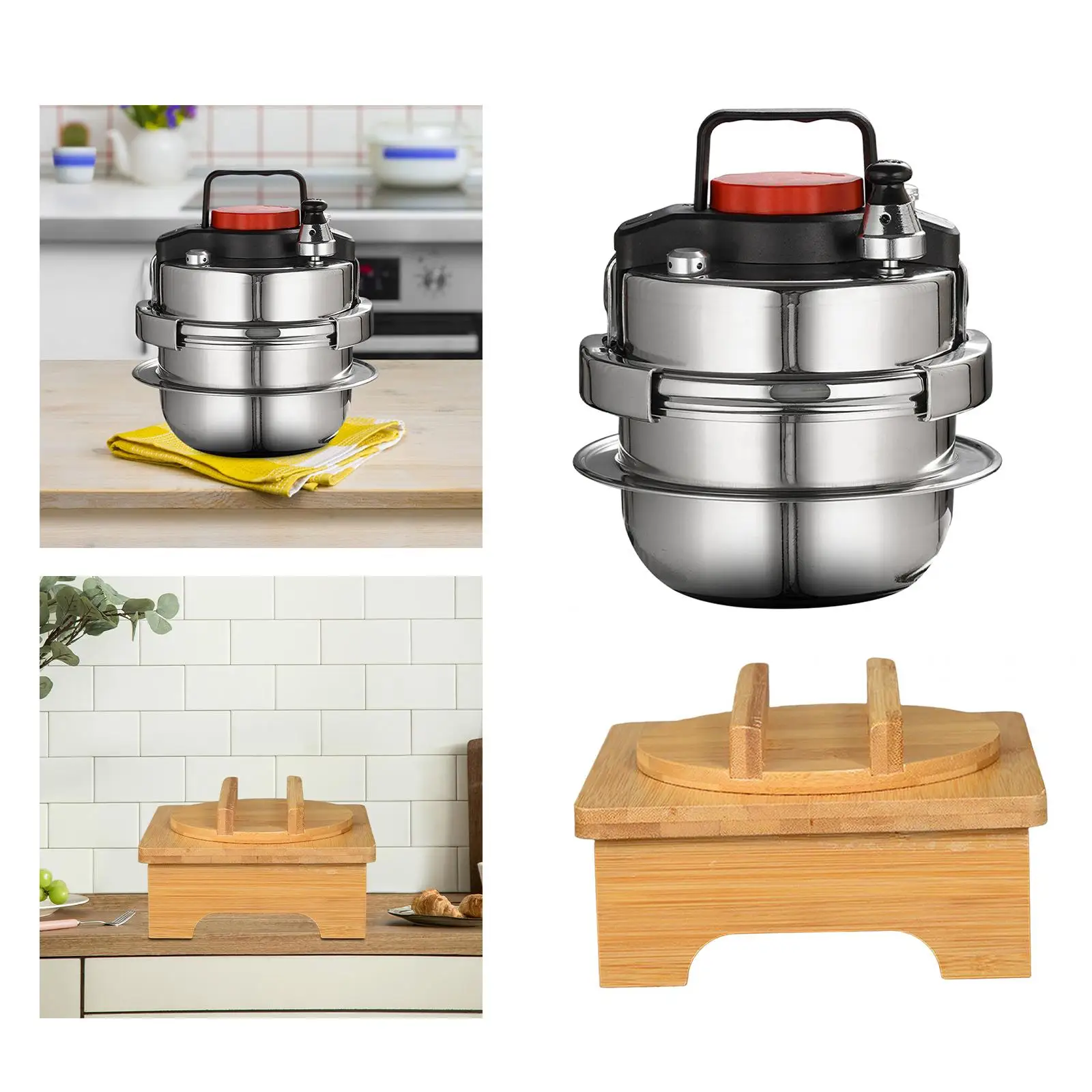 1.4L Small Pressure Cookers with Wooden pot holder