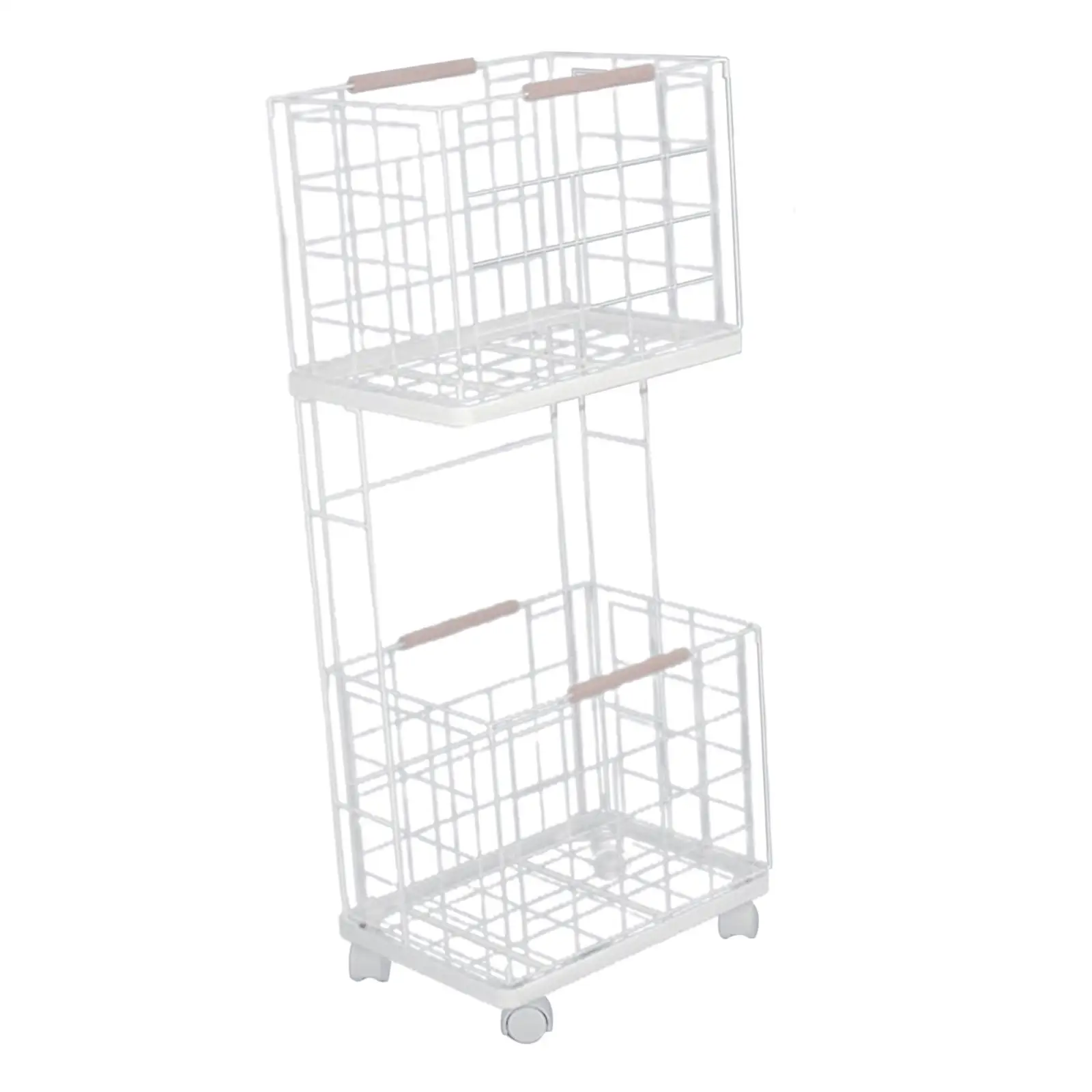 2 Tier Storage Cart Large Capacity with Wheels Removable Multifunctional Laundry Clothes Basket Storage Rack for Home Farmhouse