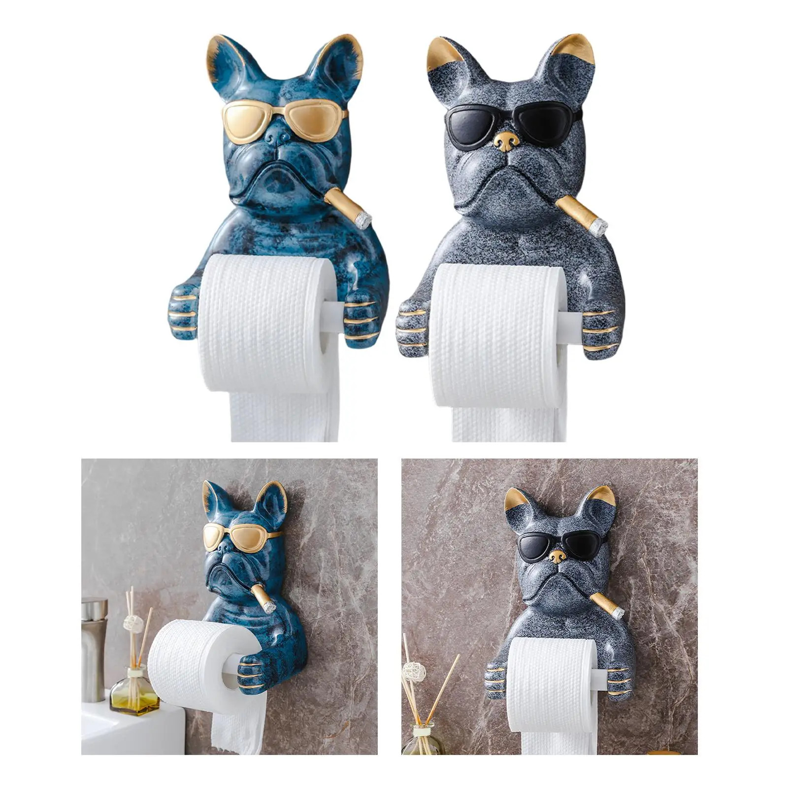 Cartoon Toilet Paper Holder Mount Dog Sculpture for Home Washroom Hotel Kitchen Art